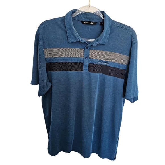 Travis Mathew Other - Travis Mathews Mens Polo blue Pima Cotton Large Chest stripe stretch comfort